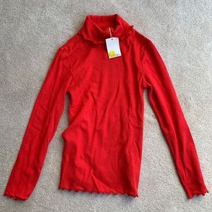 Mini Boden ruffle top turtleneck